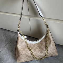 Leather Khaki Hobo Shoulder Bag