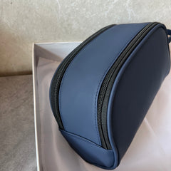 Navy Blue Leather  Mini Cosmetic Bag