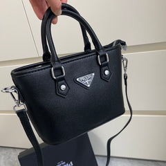 Leather PR Inspired Black Mini Tote Crossbody Bag