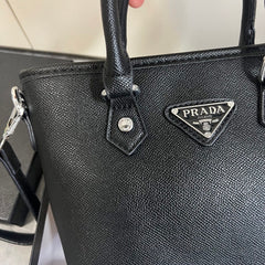Leather PR Inspired Black Mini Tote Crossbody Bag