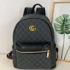 Black Denim Pattern Backpack