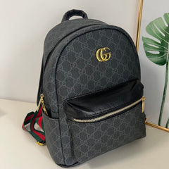 Black Denim Pattern Backpack