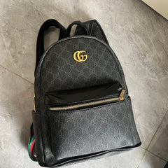 Black Denim Pattern Backpack