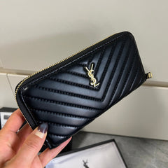 Black Leather Chevron Wallet