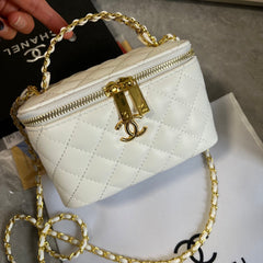 Luxury White Quilted Makeup Bag