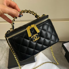 Luxury Black Quilted Makeup Bag