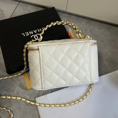 Luxury White Quilted Makeup Bag