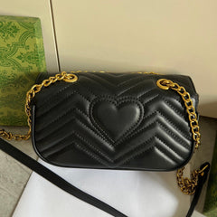 Black Leather Flap Chain Bag