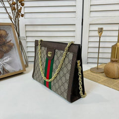 Classic Stripe Leather Shoulder Bag