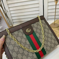 Classic Stripe Leather Shoulder Bag