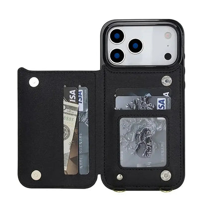 Black iPhone Case with Wallet and Lanyard - OK26009