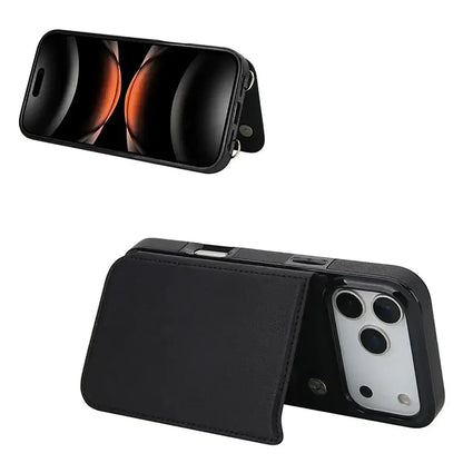 Black iPhone Case with Wallet and Lanyard - OK26009