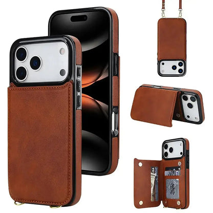 Black iPhone Case with Wallet and Lanyard - OK26009