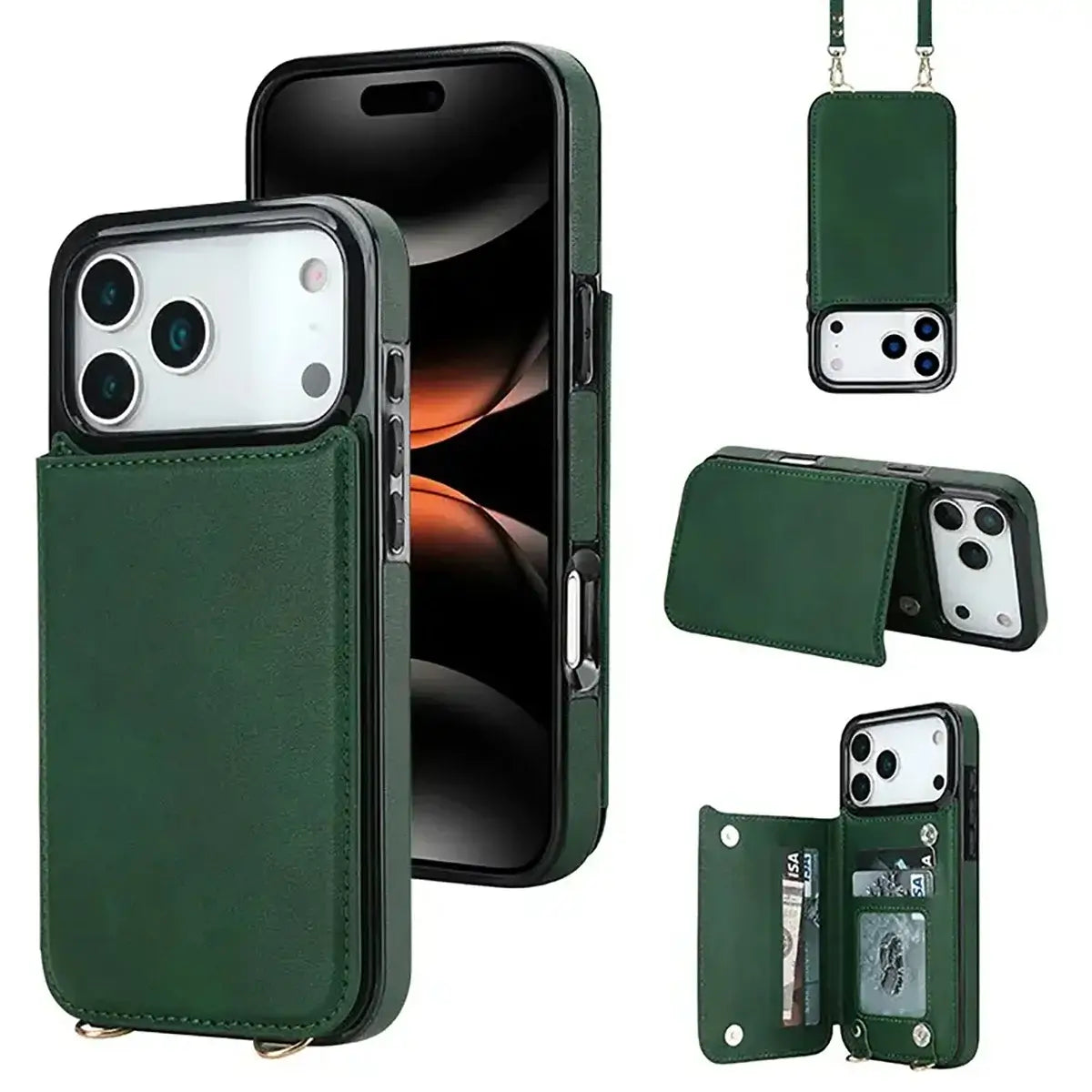 Black iPhone Case with Wallet and Lanyard - OK26009