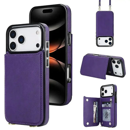 Black iPhone Case with Wallet and Lanyard - OK26009
